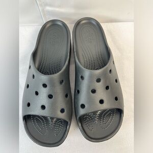 Crocs Womens Iconic Comfort Black Platform Slip On Sandals 11W New
